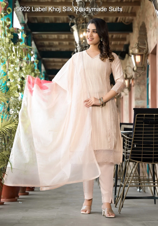 9602 Label Khoj Silk Readymade Suits