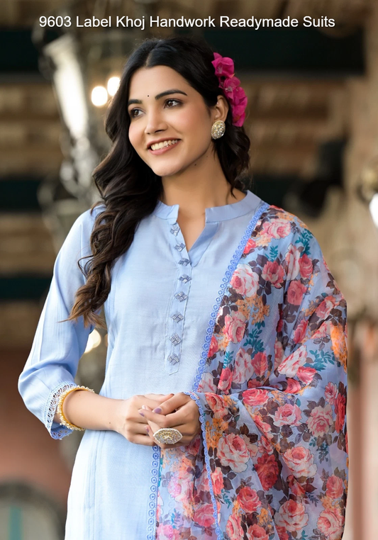 9603 Label Khoj Handwork Readymade Suits