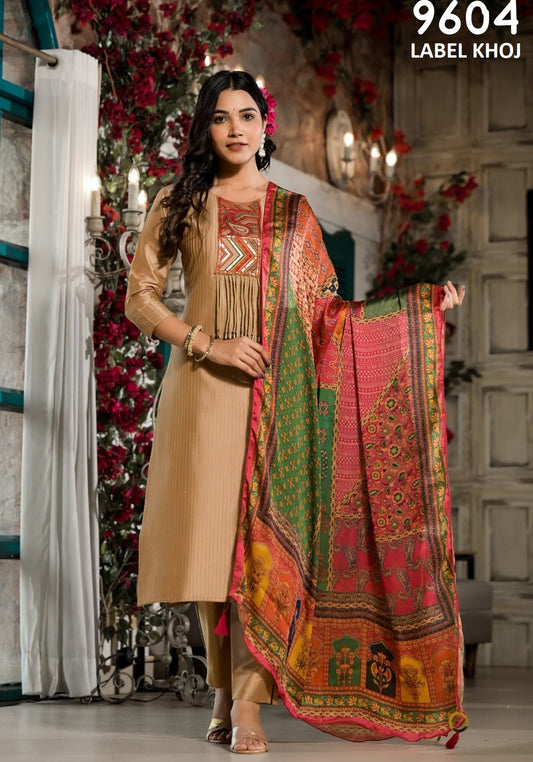 9604 Label Khoj Pintuck Readymade Suits