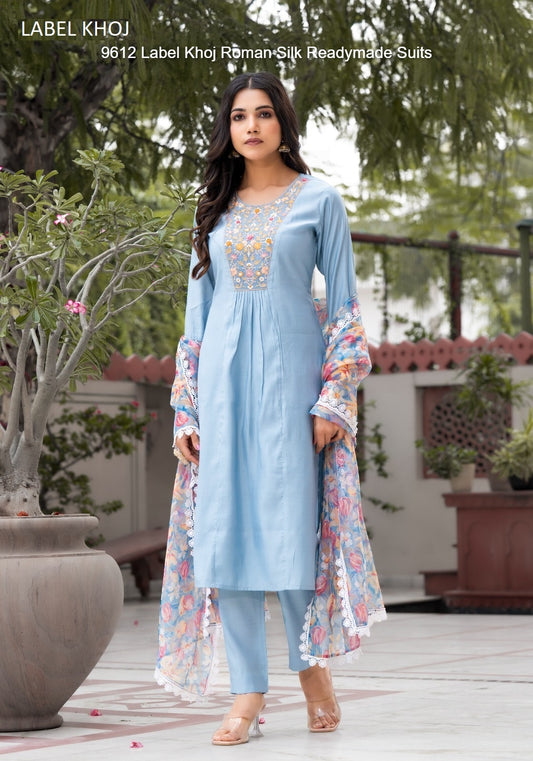 9612 Label Khoj Roman Silk Readymade Suits