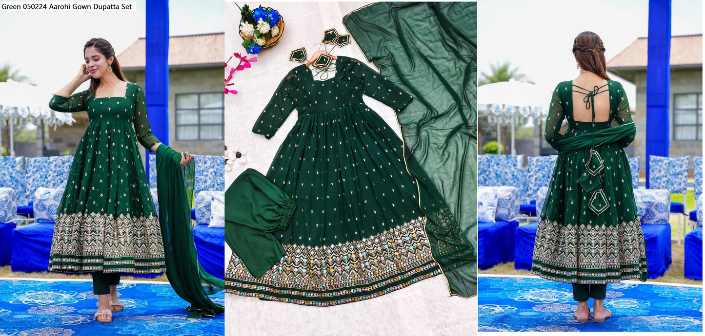 Green 050224 Aarohi Gown Dupatta Set