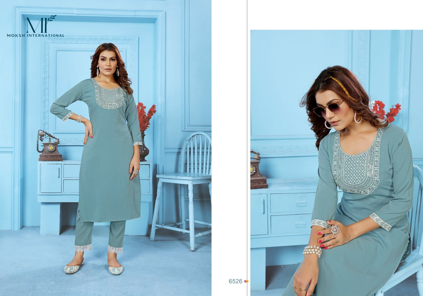 6526 Goldy Vol 1 Moksh Kurti Pant Set