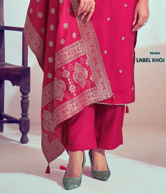 9649A Label Khoj Roman Silk Readymade Suits