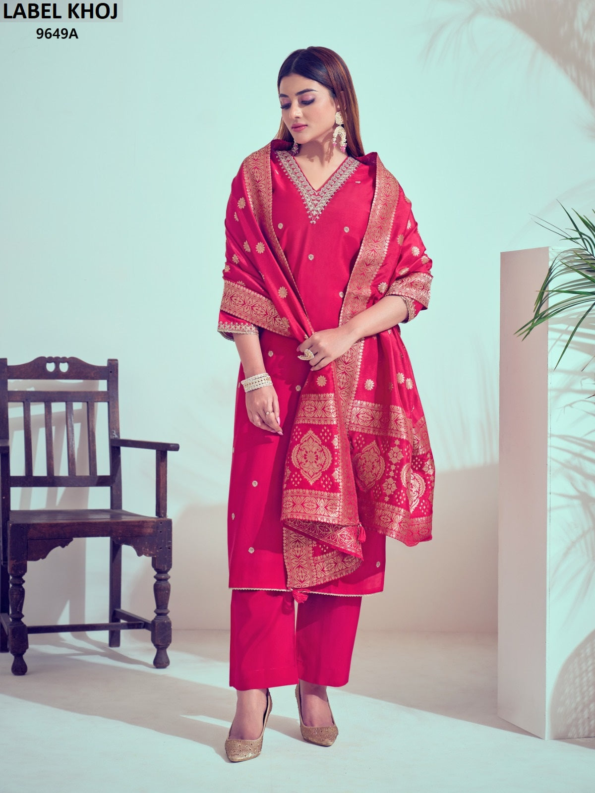9649A Label Khoj Roman Silk Readymade Suits