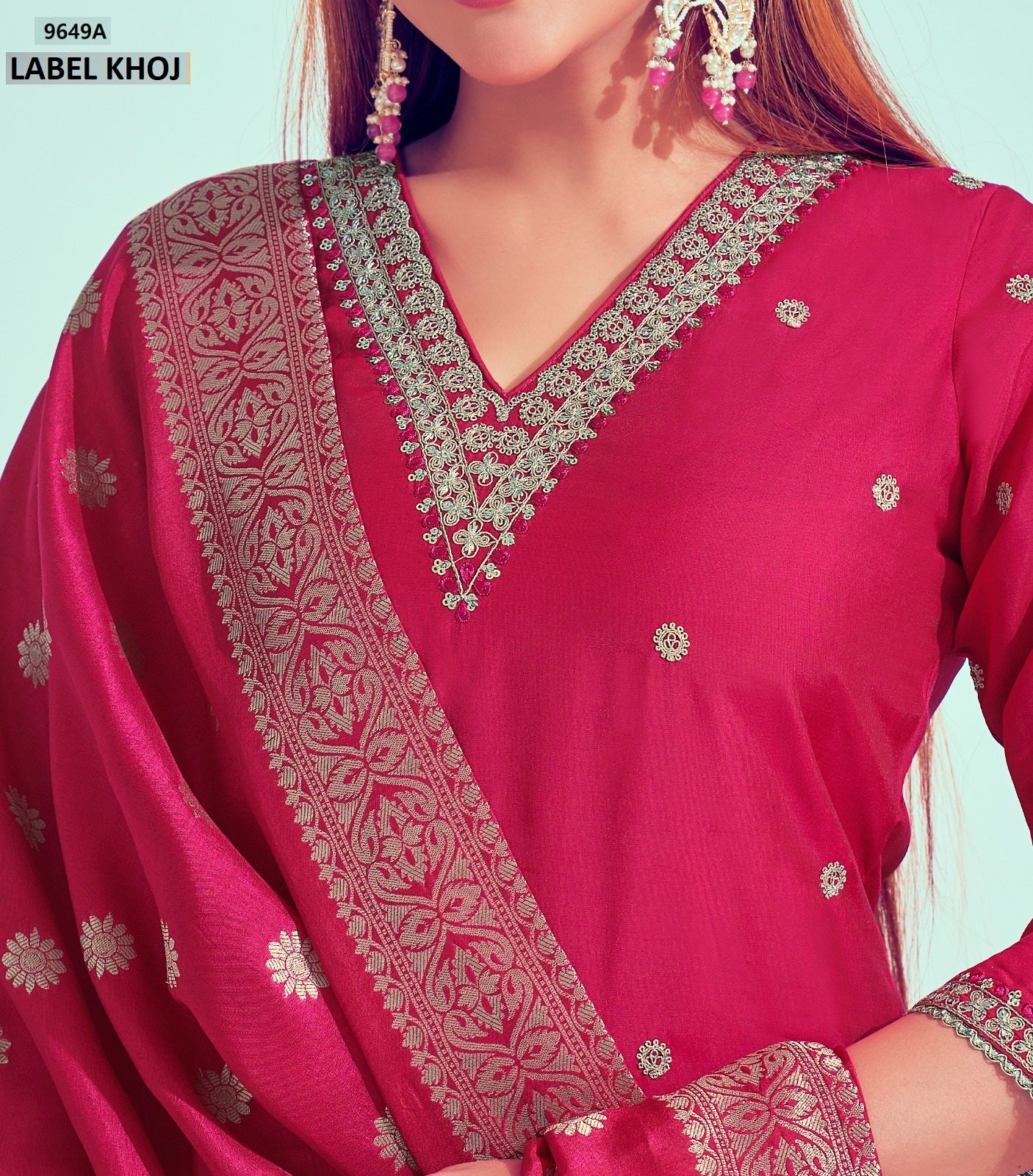 9649A Label Khoj Roman Silk Readymade Suits