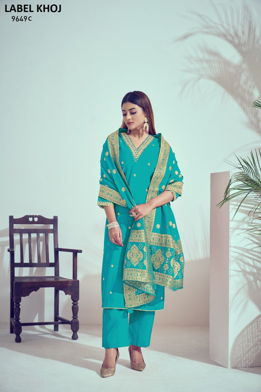 9649C Label Khoj Roman Silk Readymade Suits