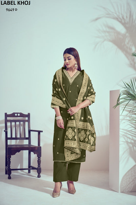9649D Label Khoj Roman Silk Readymade Suits