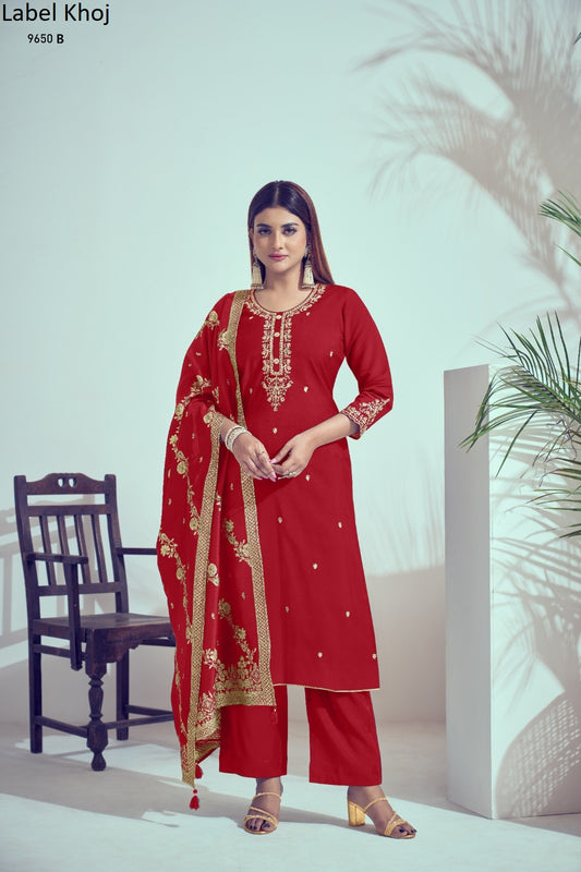 9650B Label Khoj Cord Embroidery Readymade Suits