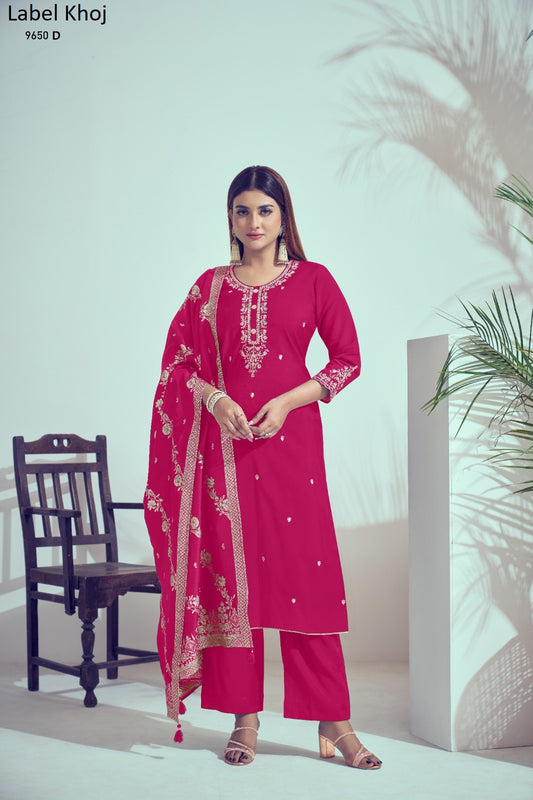 9650D Label Khoj Cord Embroidery Readymade Suits