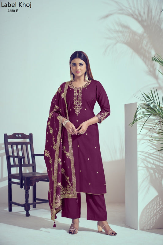 9650E Label Khoj Cord Embroidery Readymade Suits