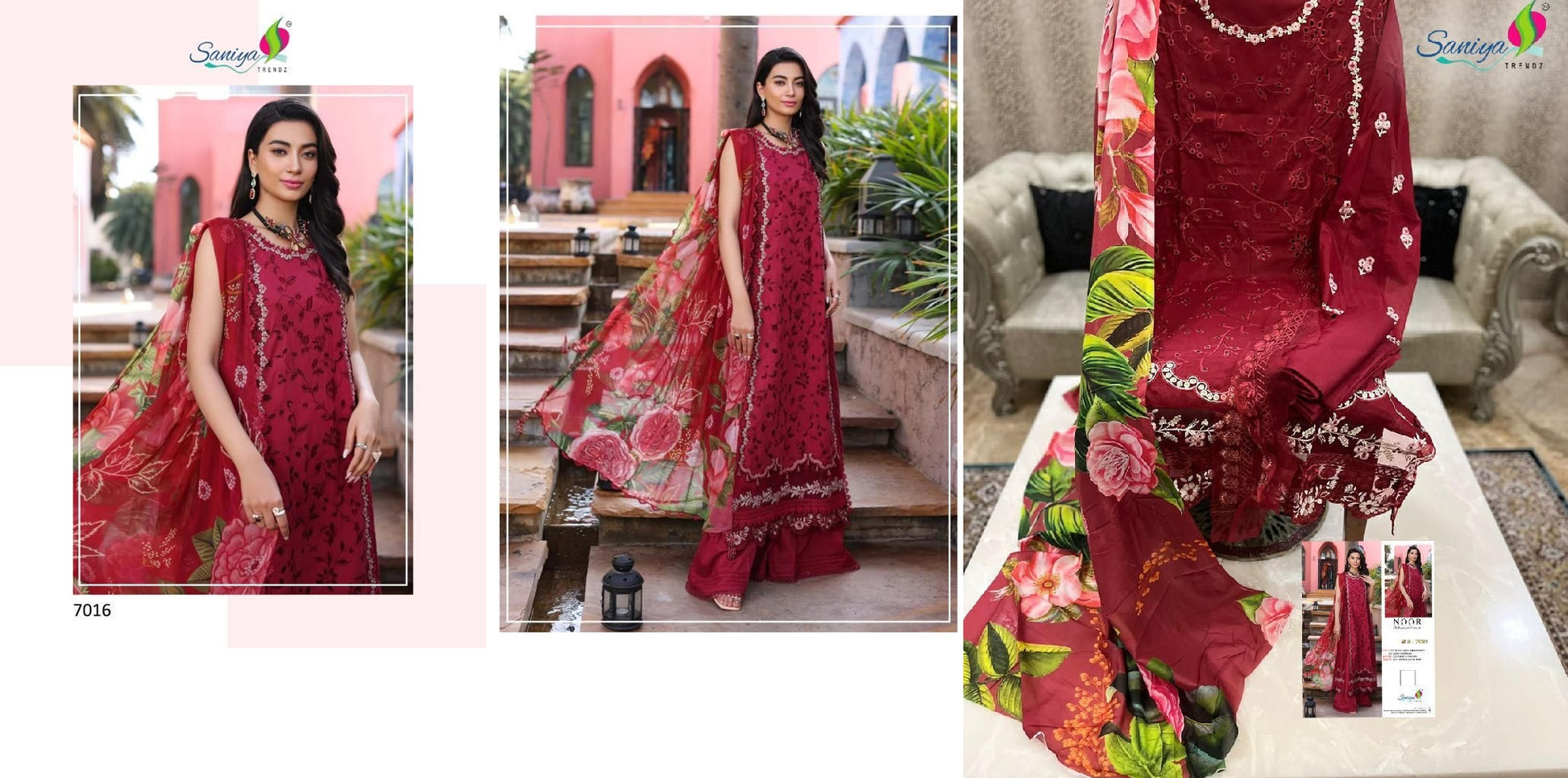 7016 Noor Chikankari Saniya Trendz Pakistani Salwar Suits