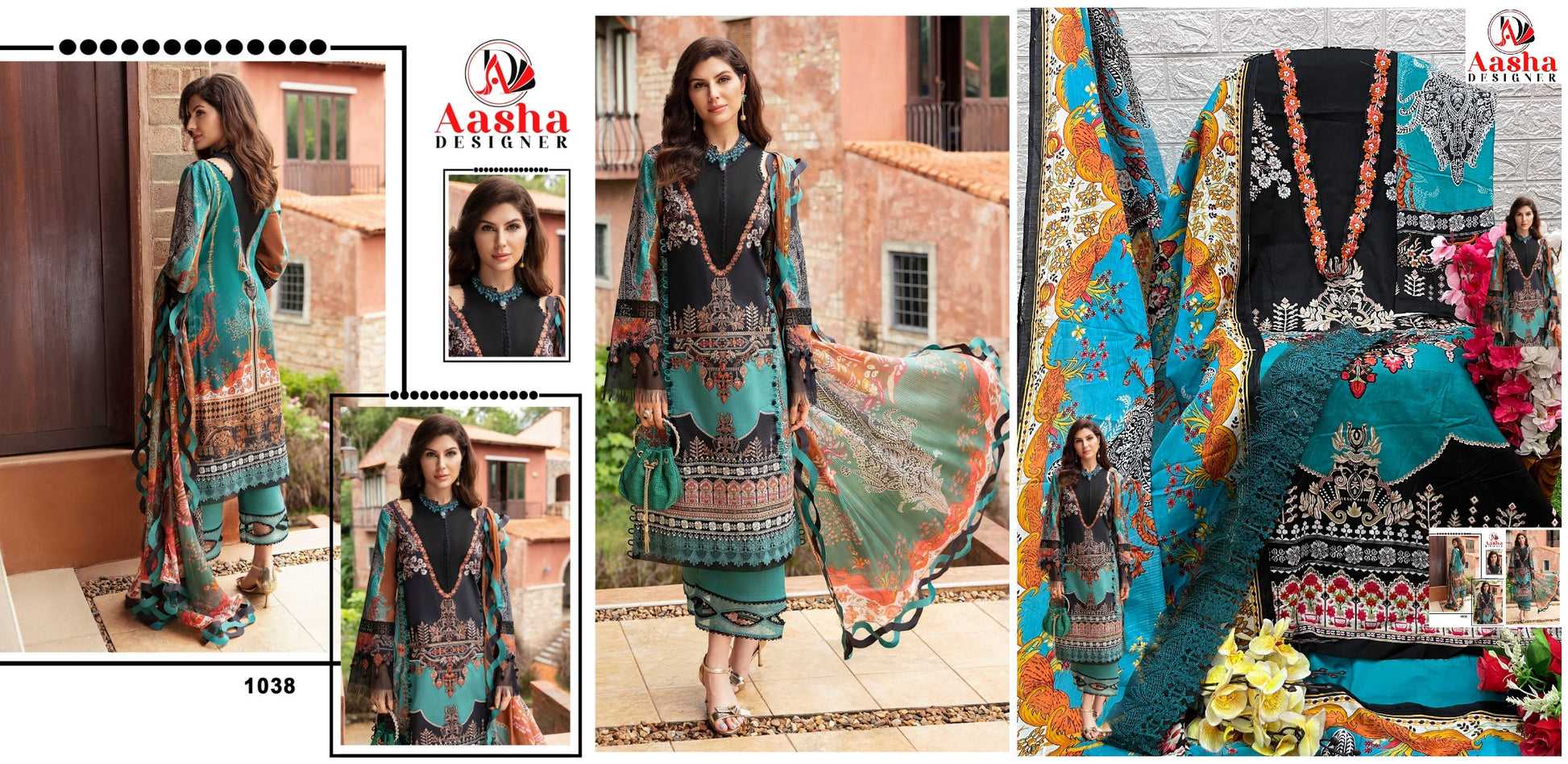 1038 Aasha Designer Pakistani Salwar Suits