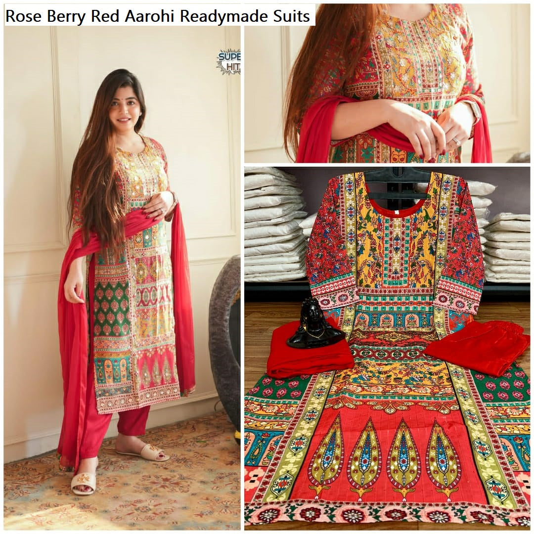 Rose Berry Red Aarohi Readymade Suits