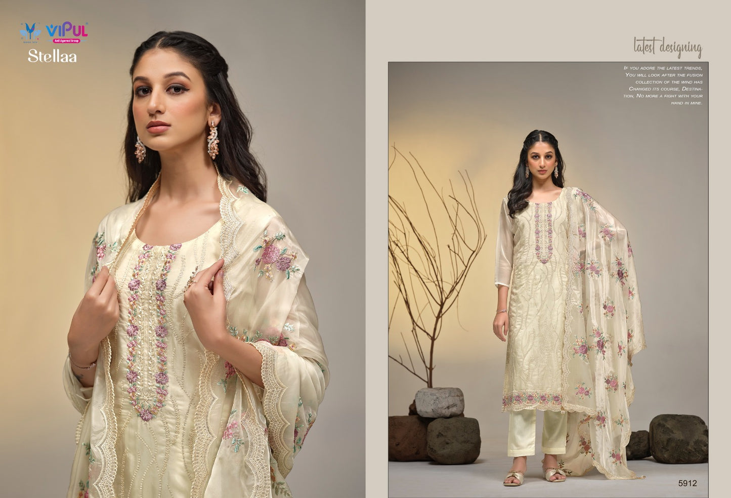 5912 Stella Vipul Unstitched Suits