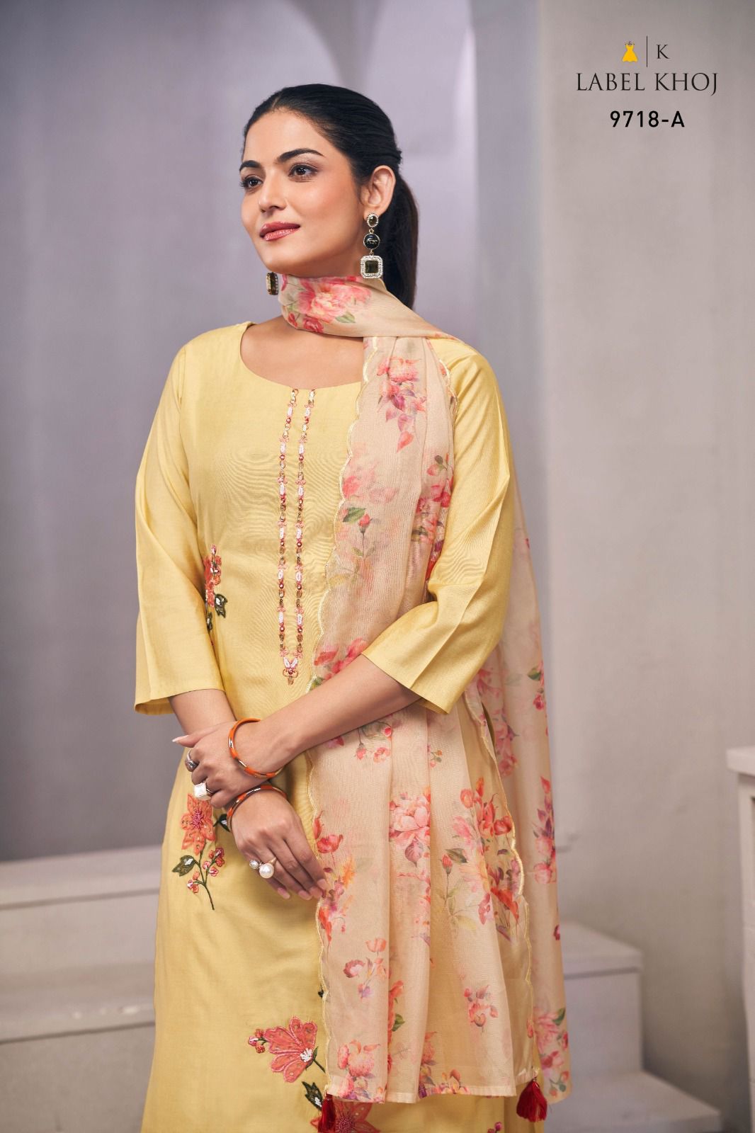 9718A Label Khoj Roman Silk Readymade Suits