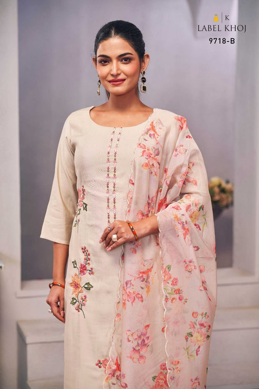 9718B Label Khoj Roman Silk Readymade Suits