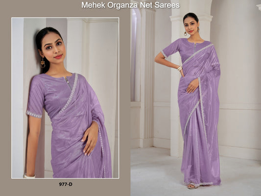 977D Mehek Organza Net Sarees