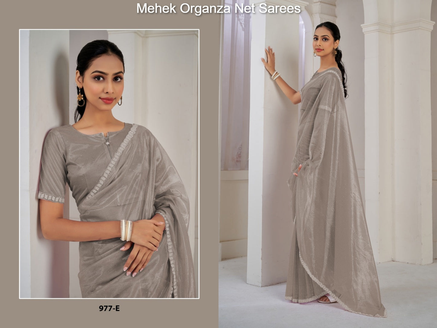 977E Mehek Organza Net Sarees