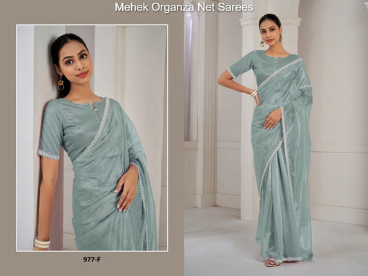 977F Mehek Organza Net Sarees 
