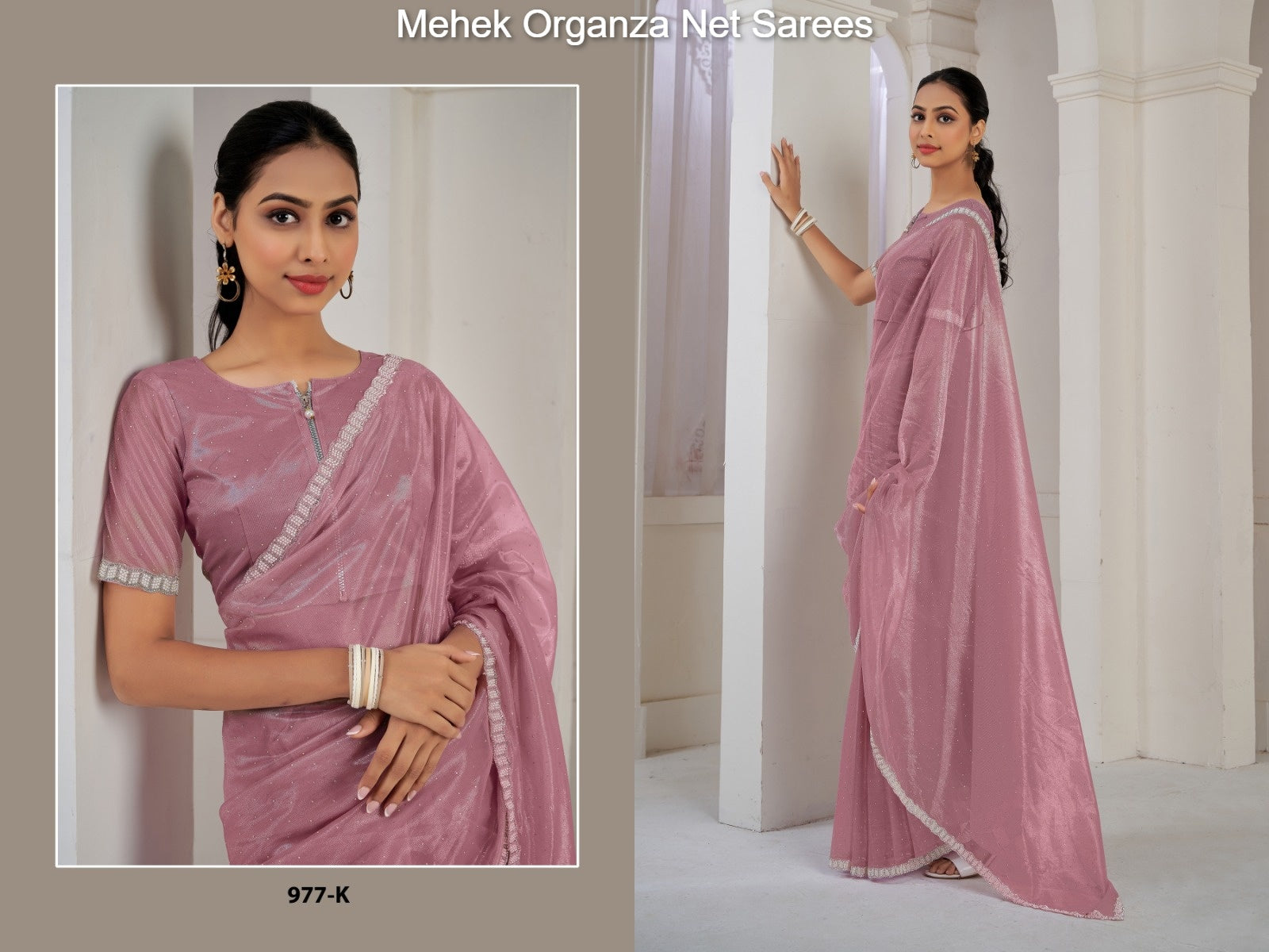 977K Mehek Organza Net Sarees