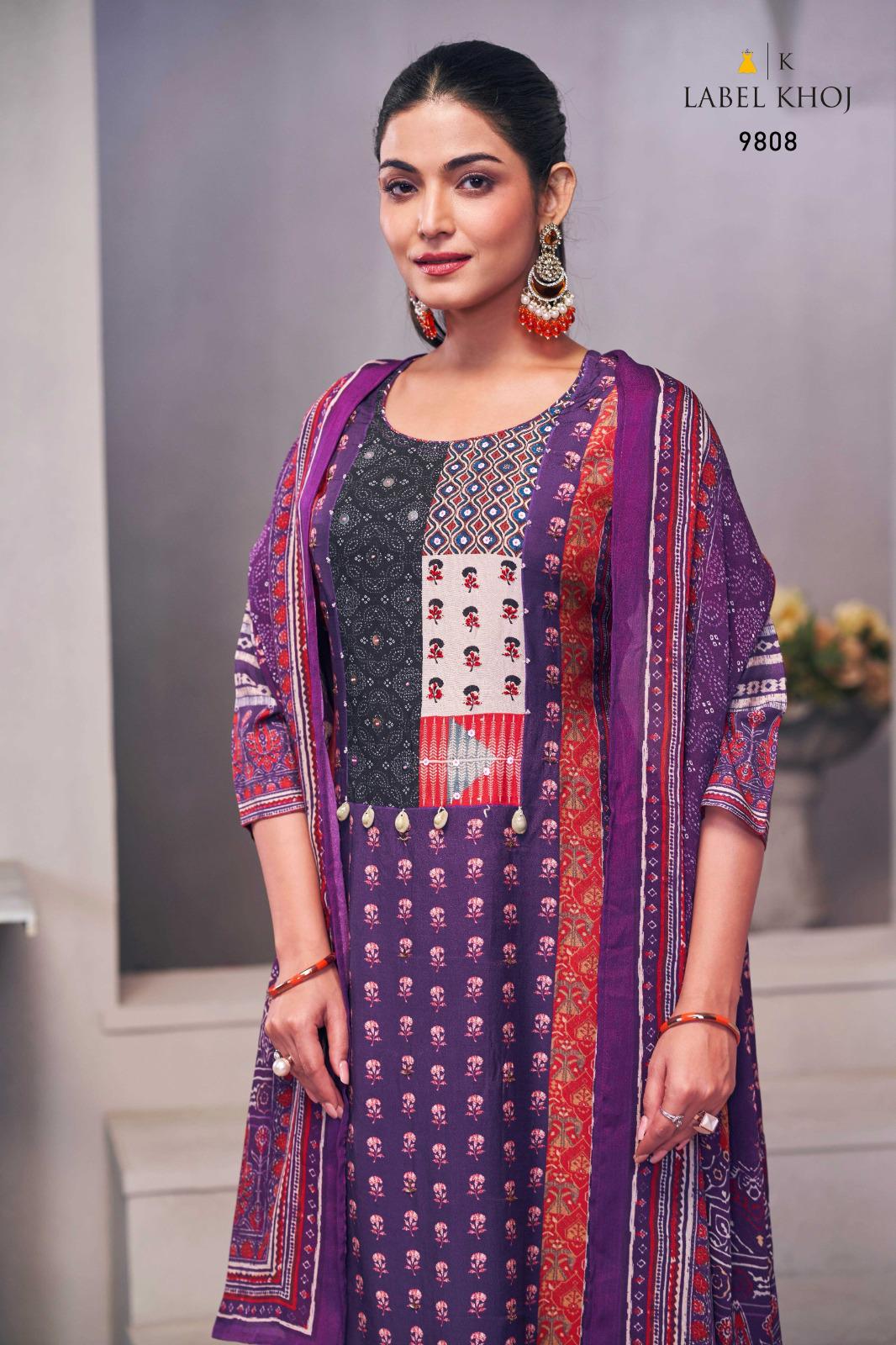 9808 Ajrak Label Khoj Handwork Readymade Suits