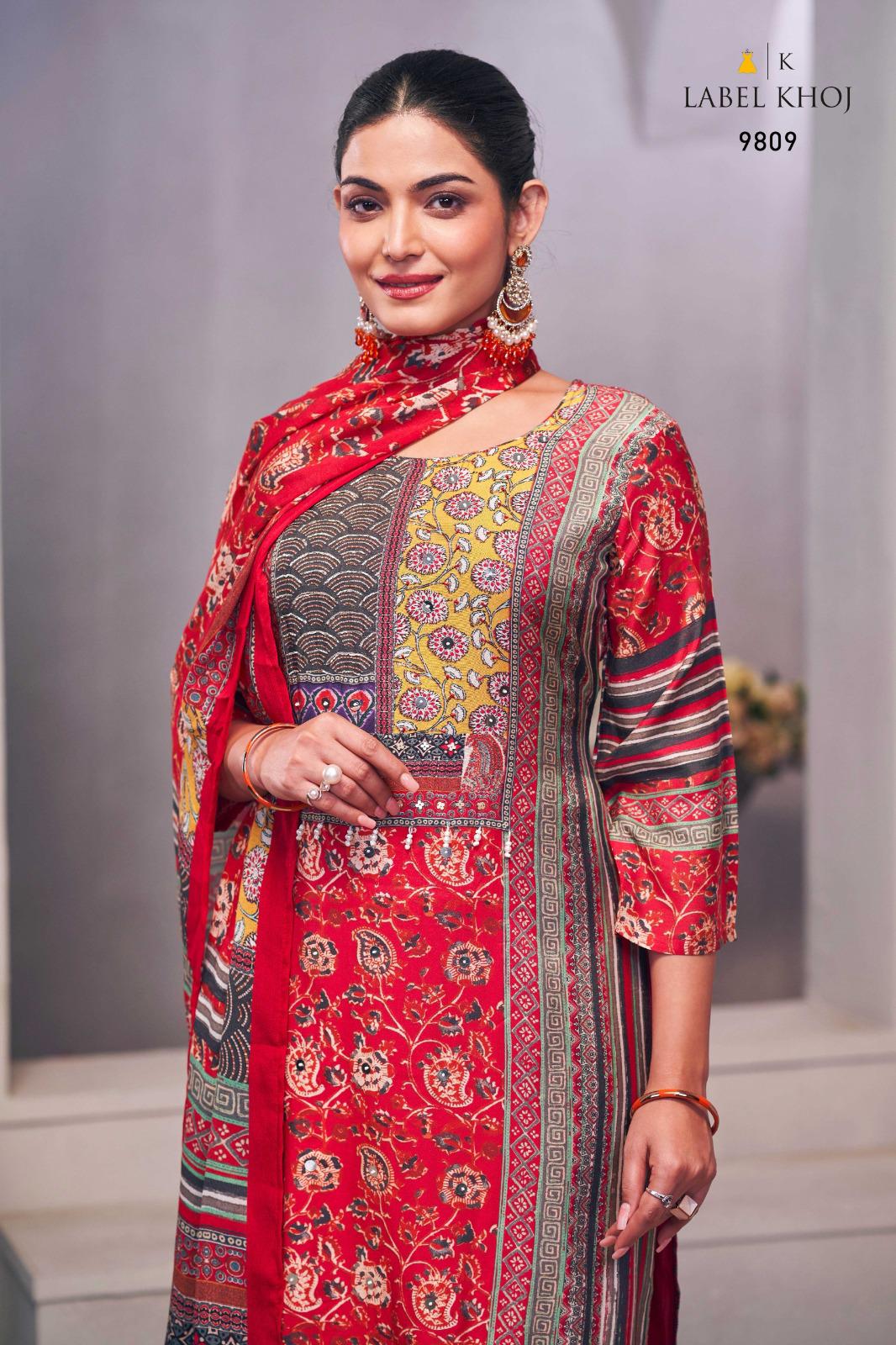 9809 Ajrak Label Khoj Handwork Readymade Suits