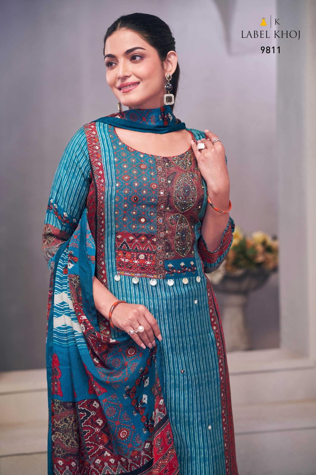 9811 Ajrak Label Khoj Handwork Readymade Suits