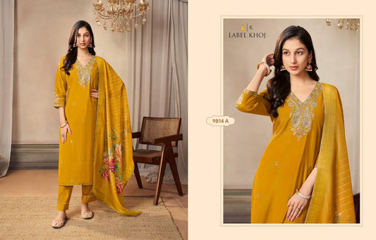 9814A Label Khoj Cord Self Embroidery Readymade Suits