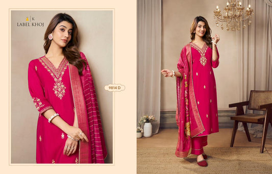 9814D Label Khoj Cord Self Embroidery Readymade Suits