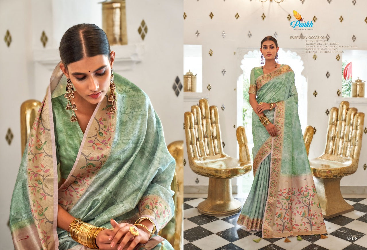 6508 Surkh Pankh Sarees