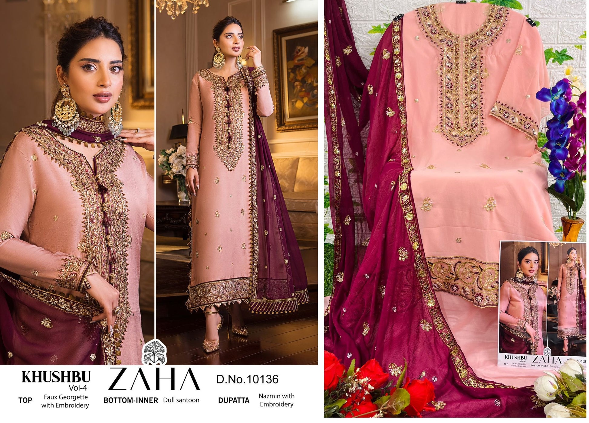 10136 Zaha Pakistani Salwar Suits