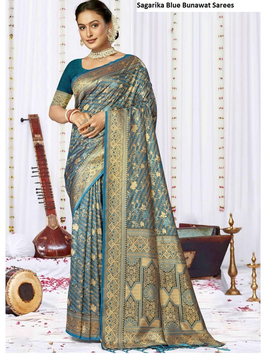 Sagarika Blue Bunawat Sarees