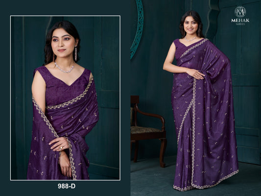 988D Mehek Crepe Silk Sarees