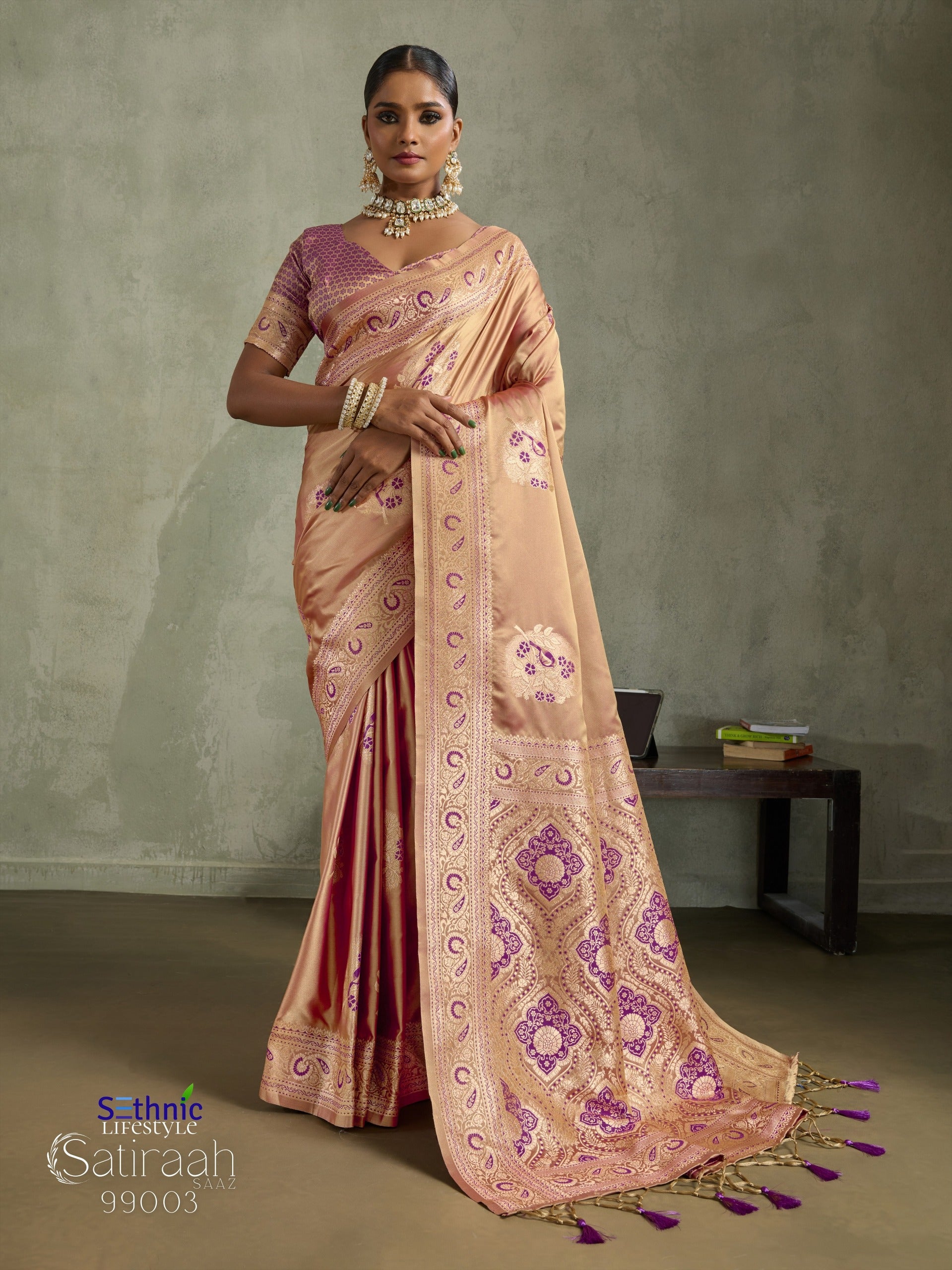 99003 Satiraah Sethnic Satin Silk Sarees