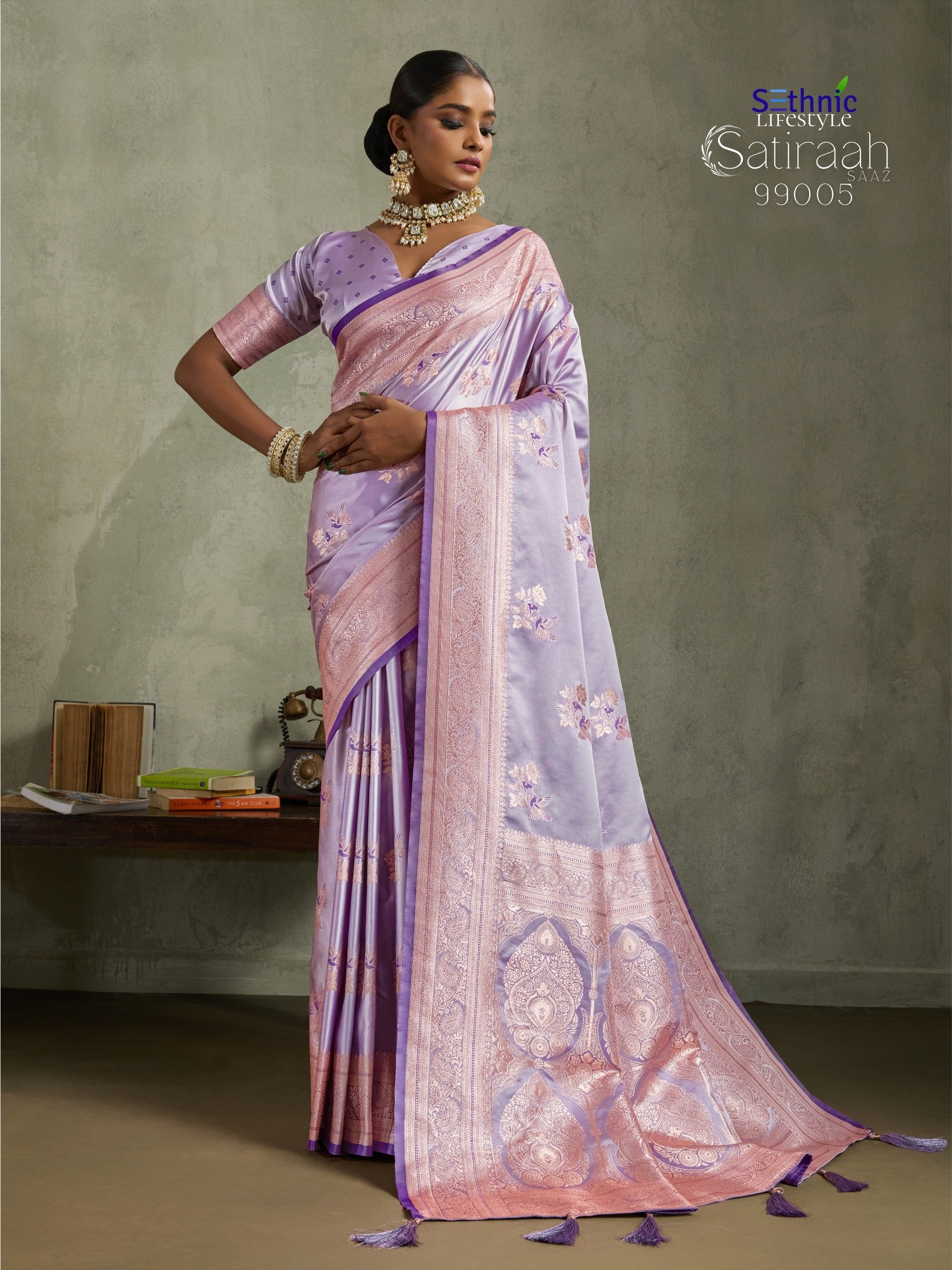 99005 Satiraah Sethnic Satin Silk Sarees