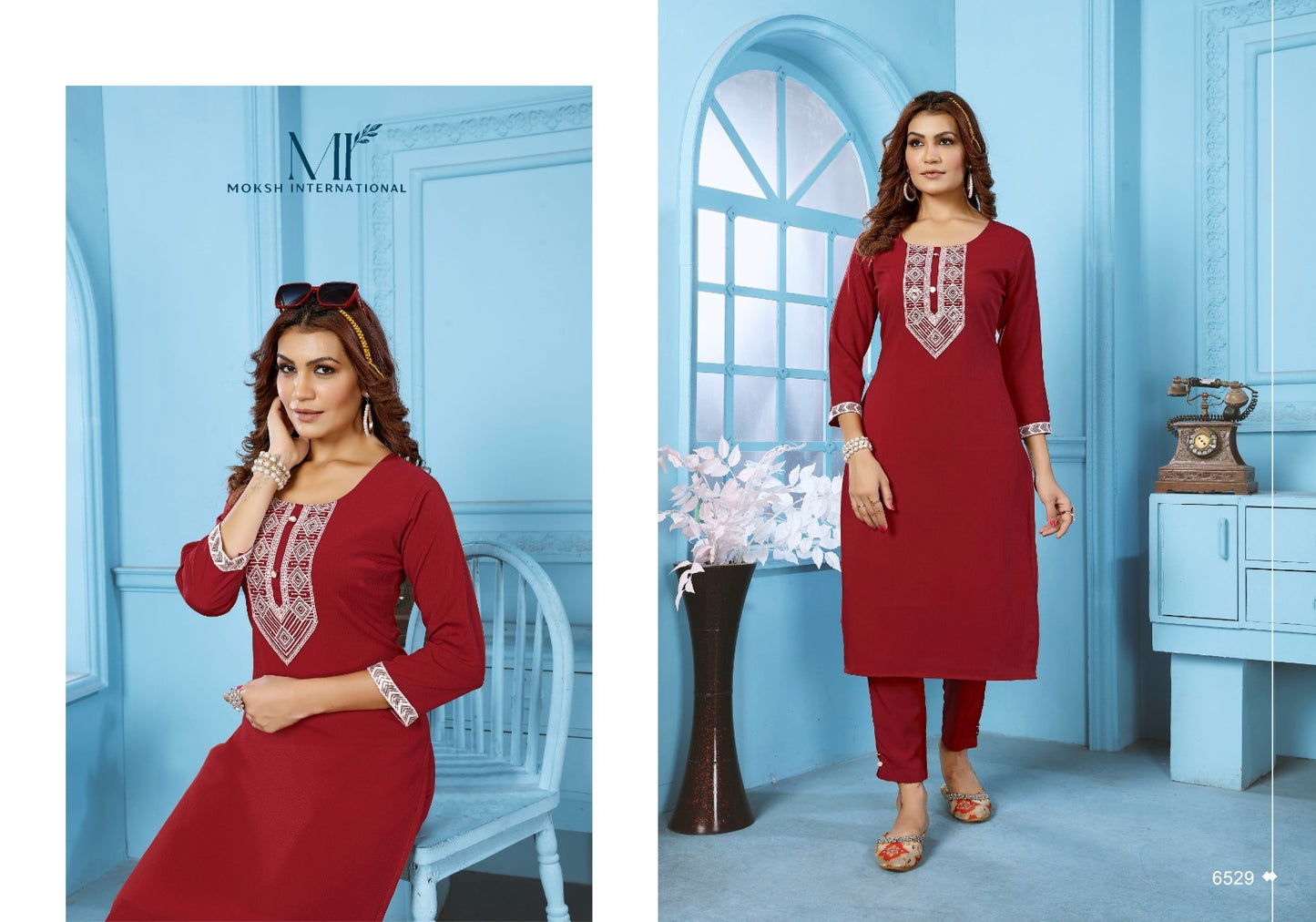 6529 Goldy Vol 1 Moksh Kurti Pant Set