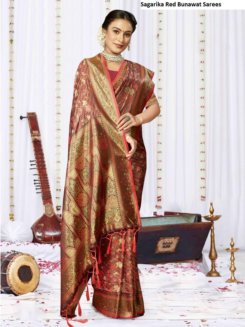 Sagarika Red Bunawat Sarees