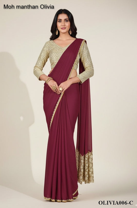 A006-C Moh Manthan Olivia Mahotsav Lycra Ready To Wear Saree