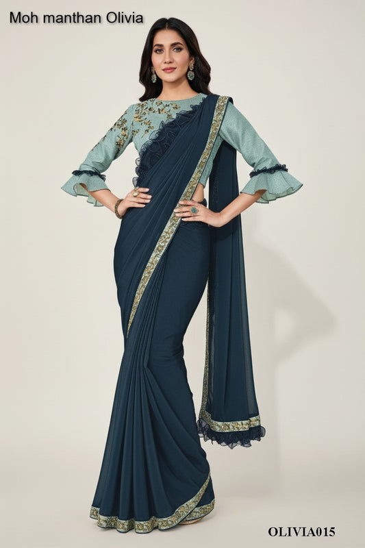 A015 Moh Manthan Olivia Mahotsav Silk Georgette Ready To Wear Saree