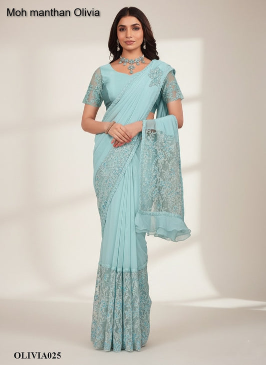 A025 Moh Manthan Olivia Mahotsav Organza Georgette Ready To Wear Saree