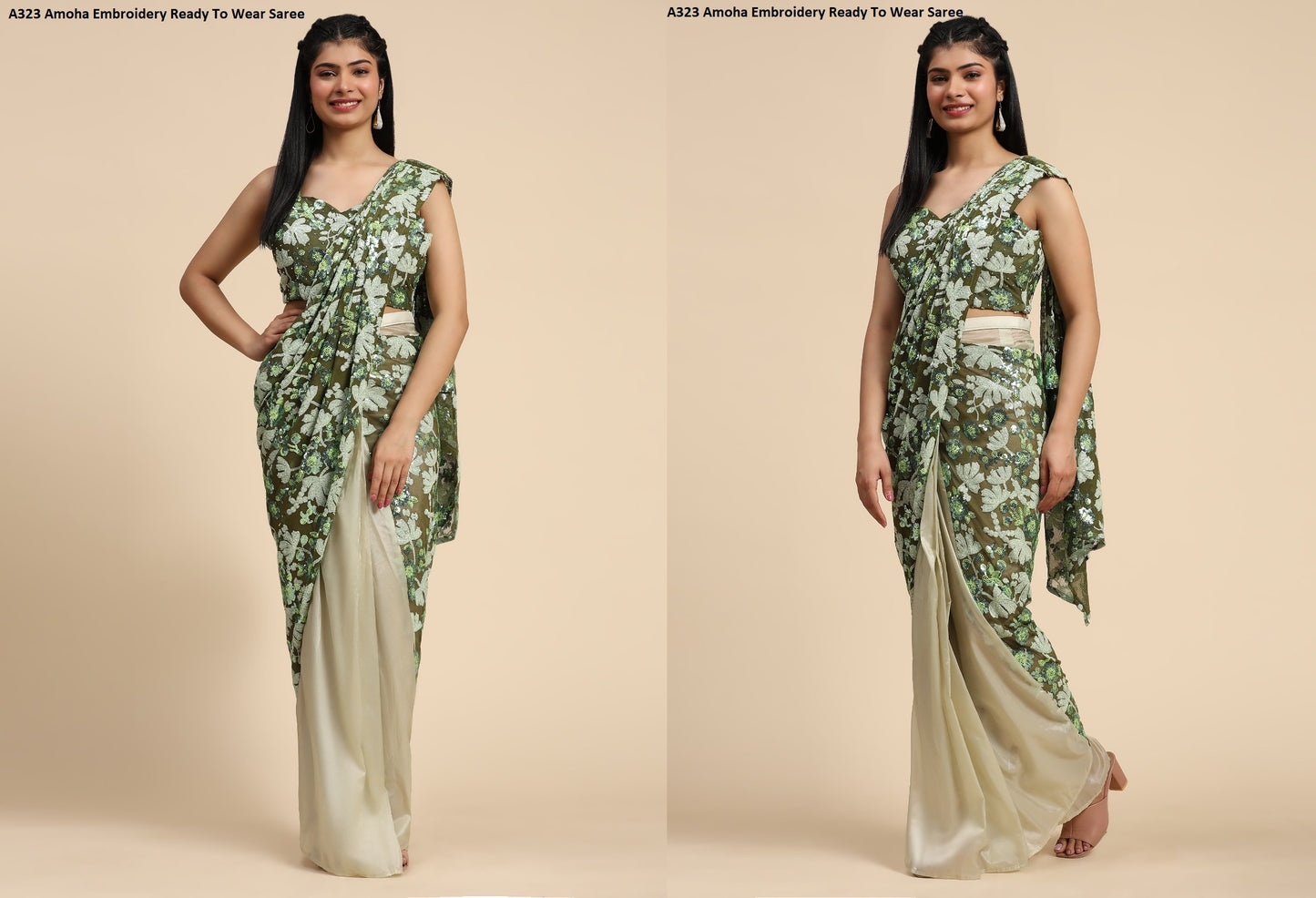 A323 Amoha Embroidery Ready To Wear Saree