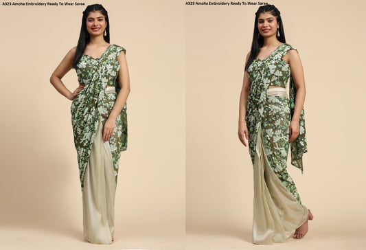 A323 Amoha Embroidery Ready To Wear Saree
