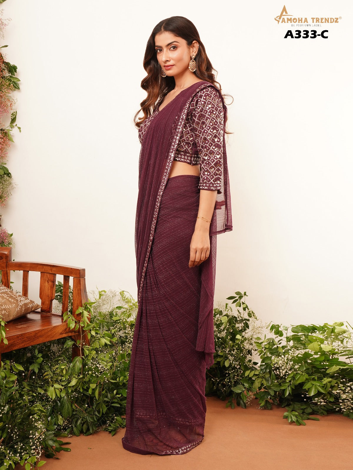 A333C Amoha Lycra Ready To Wear Saree