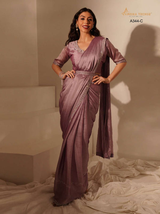 A344C Amoha Stone Work Ready To Wear Saree