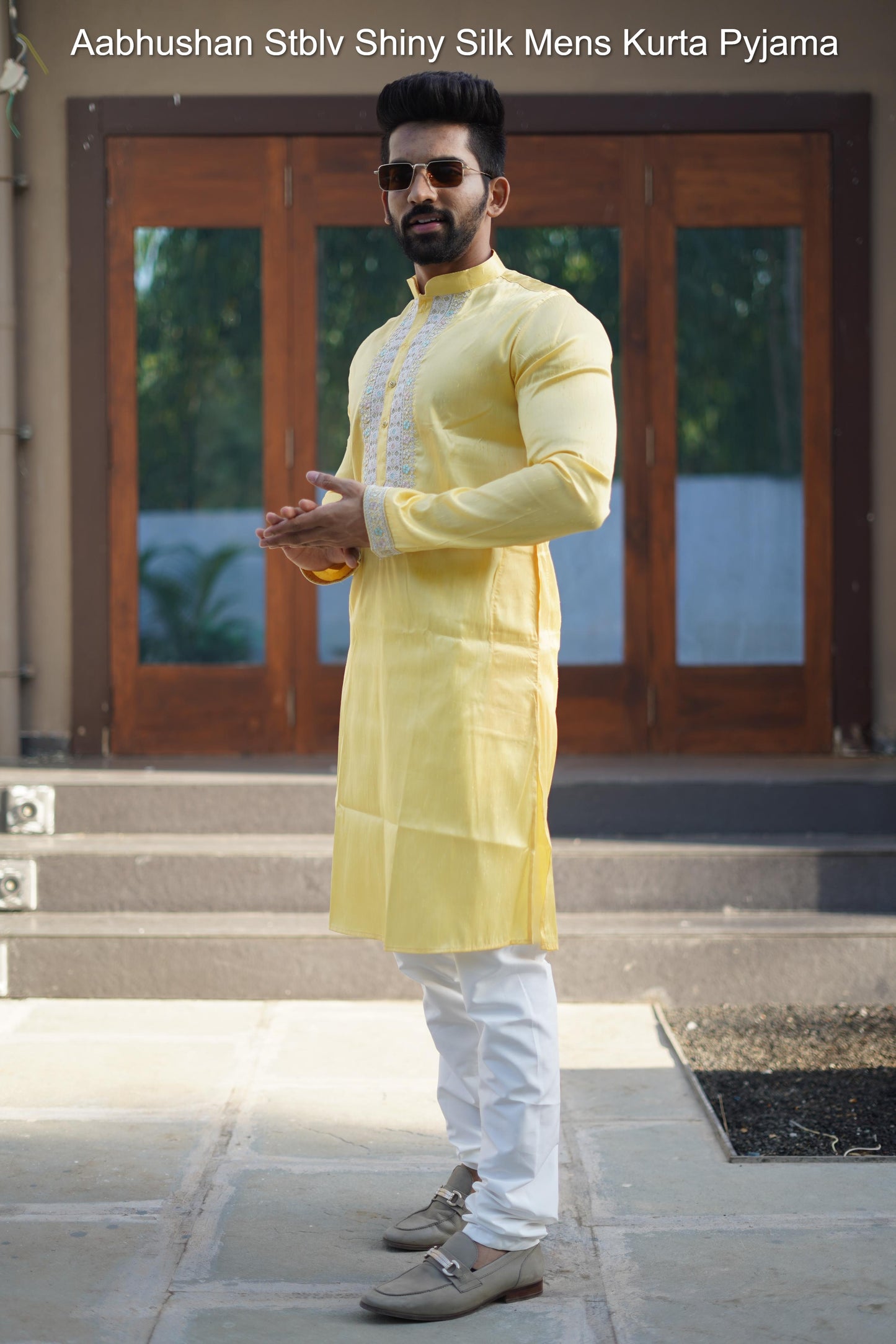 Aabhushan Stblv Shiny Silk Mens Kurta Pyjama