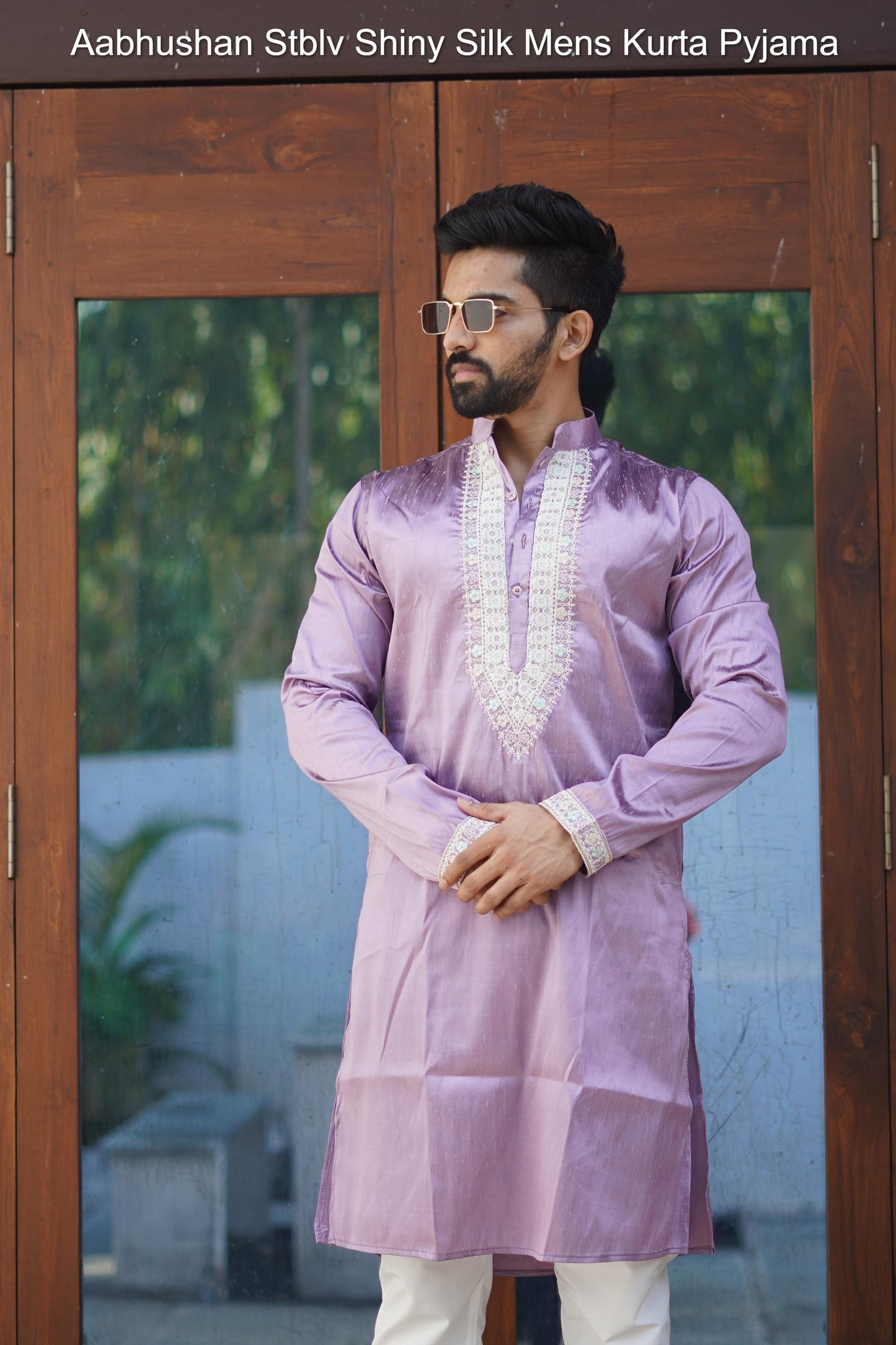 Aabhushan Stblv Shiny Silk Mens Kurta Pyjama