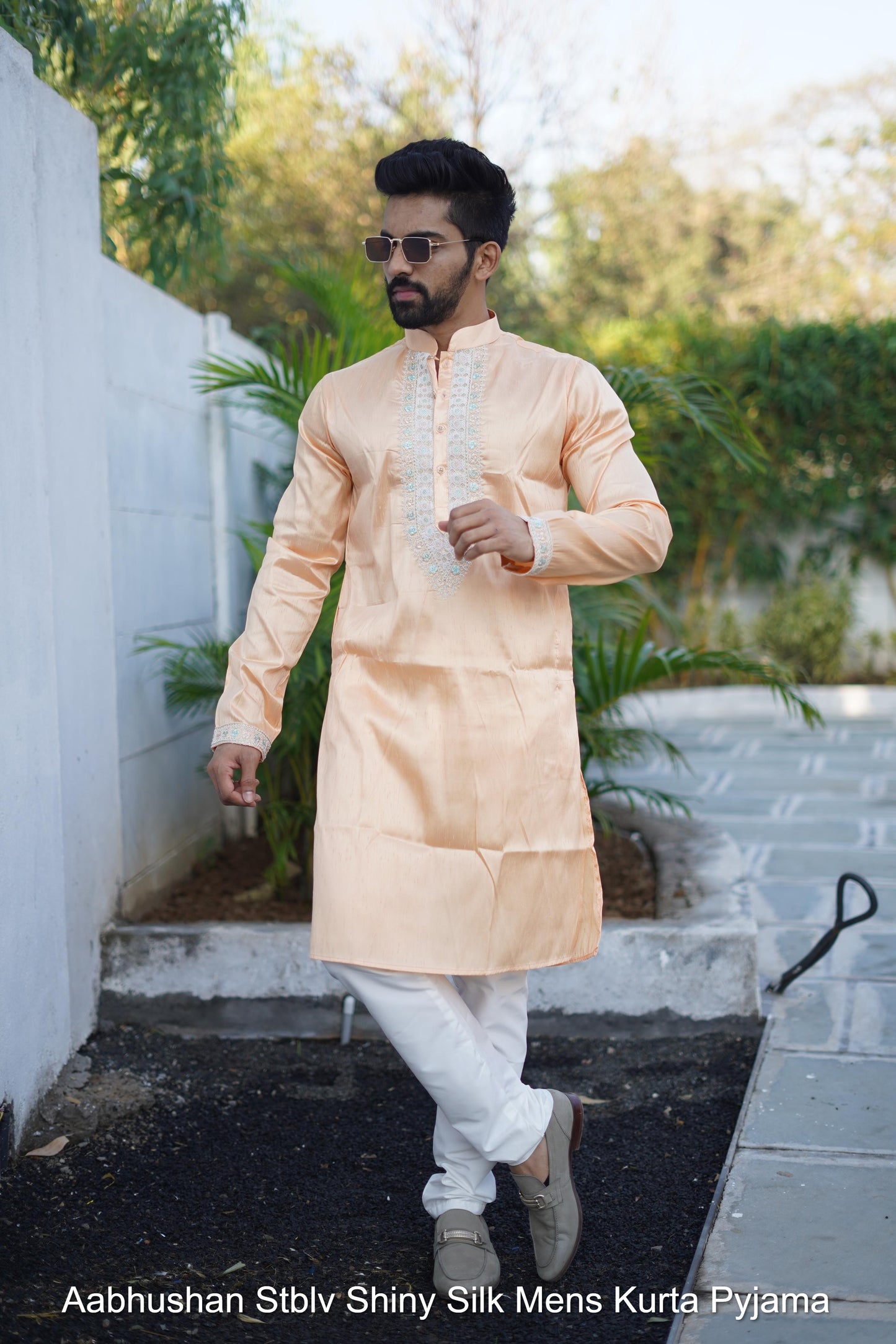 Aabhushan Stblv Shiny Silk Mens Kurta Pyjama