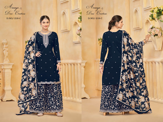 Aanaya Vol 218-C Dani Creation Roman Silk Pakistani Readymade Suits