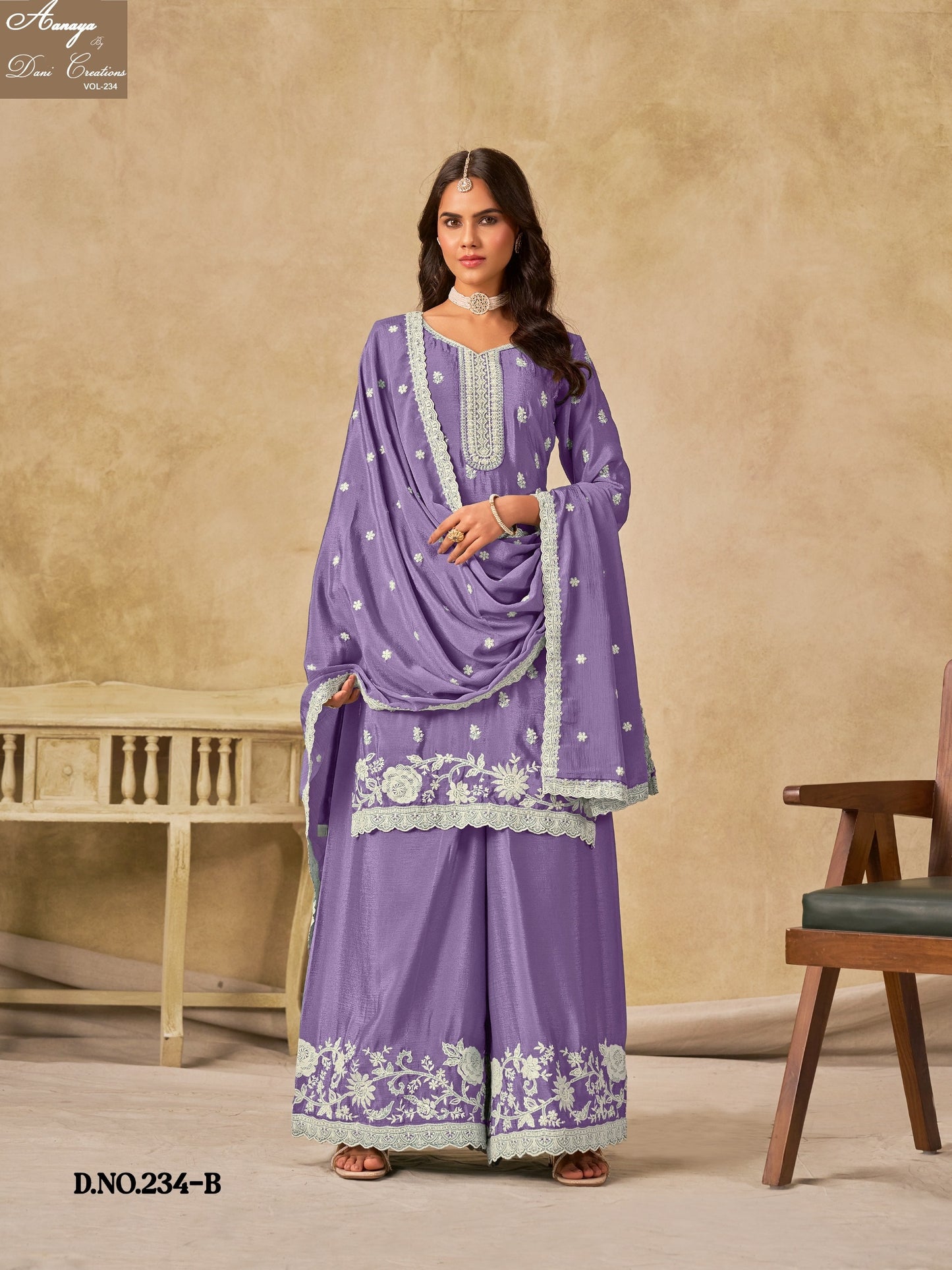 Aanaya Vol 234-B Dani Creation Chinon Silk Unstitched Suits