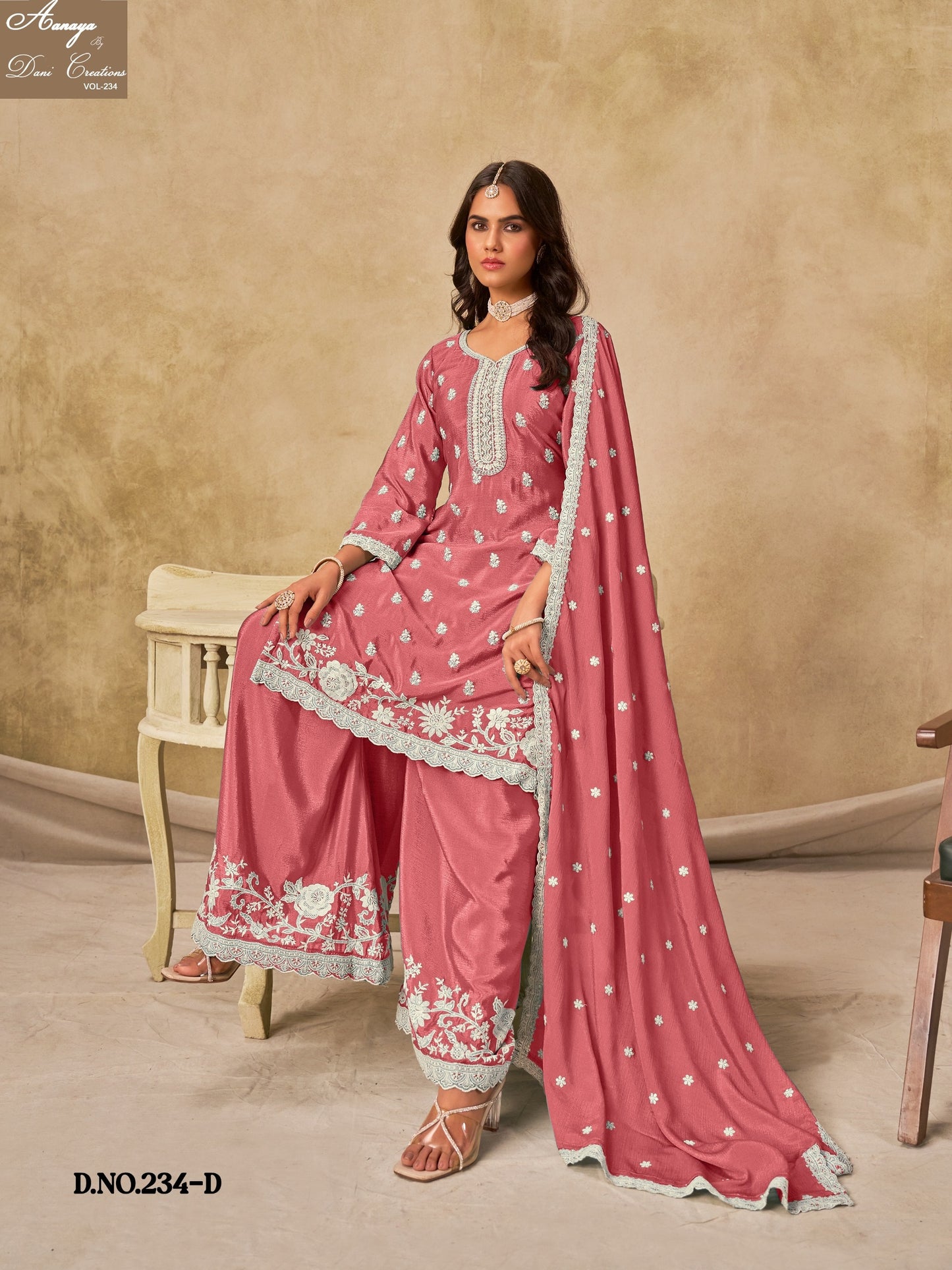 Aanaya Vol 234-D Dani Creation Chinon Silk Unstitched Suits